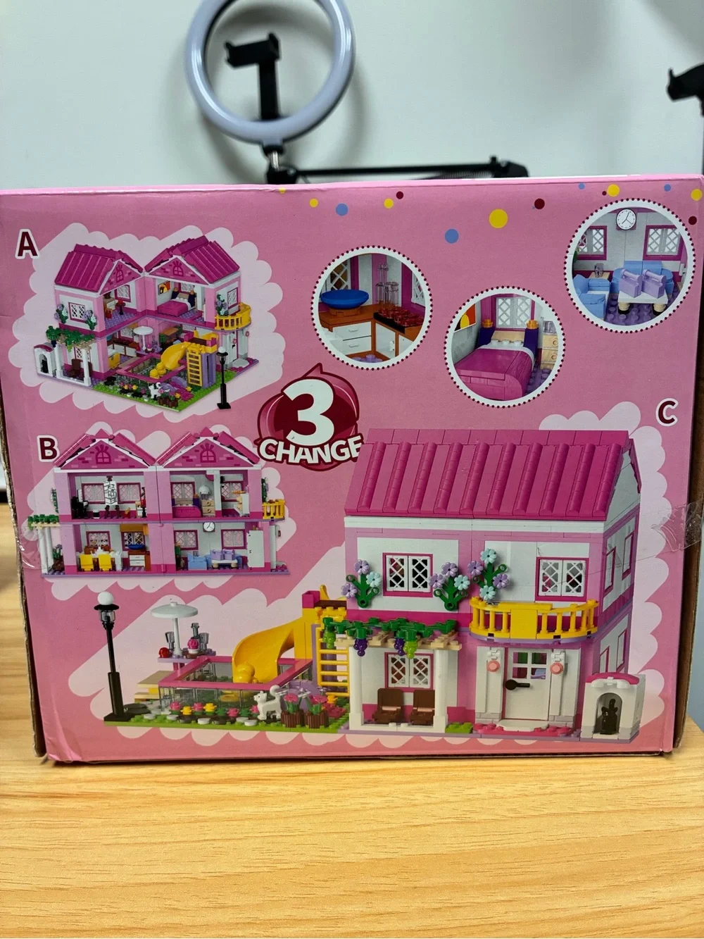 Princess Pink Girl Series Summer Villa Friends Building Block Set (1523 PCS)